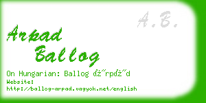 arpad ballog business card